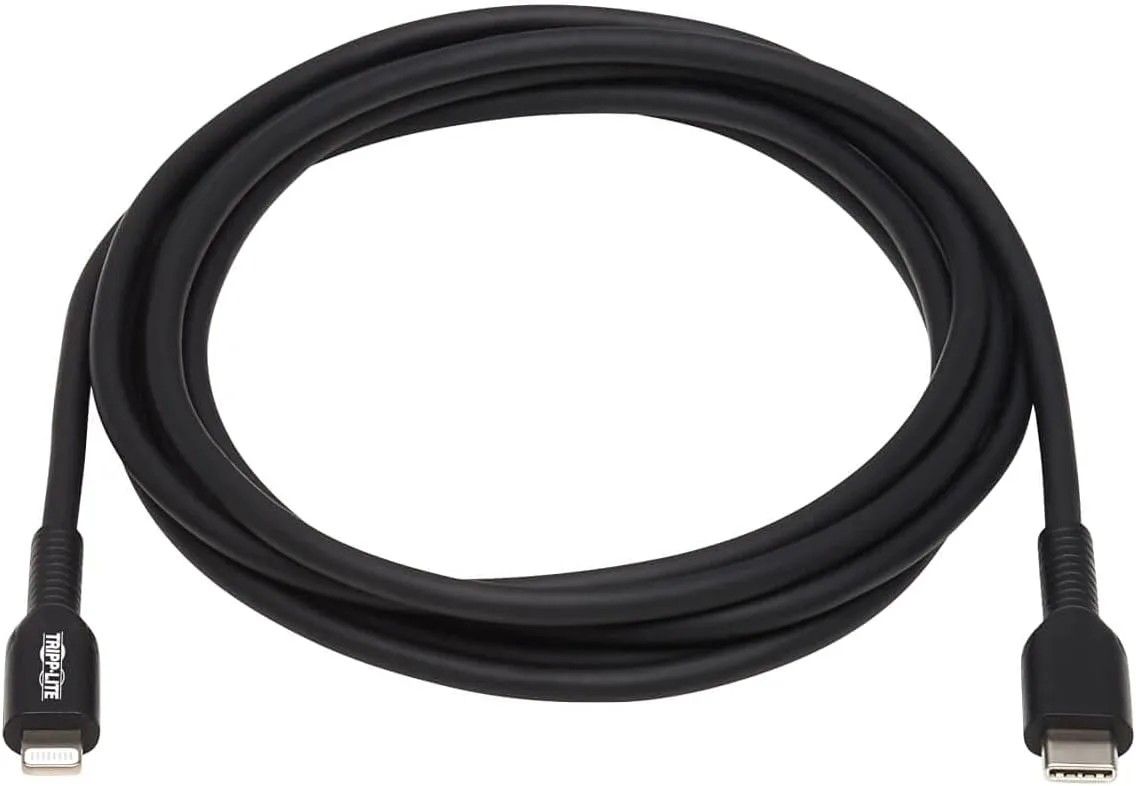 Tripp Lite USB C to Lightning Sync/Charge Cable Black MFI Certified M/M 2M (M102-02M-BK)
