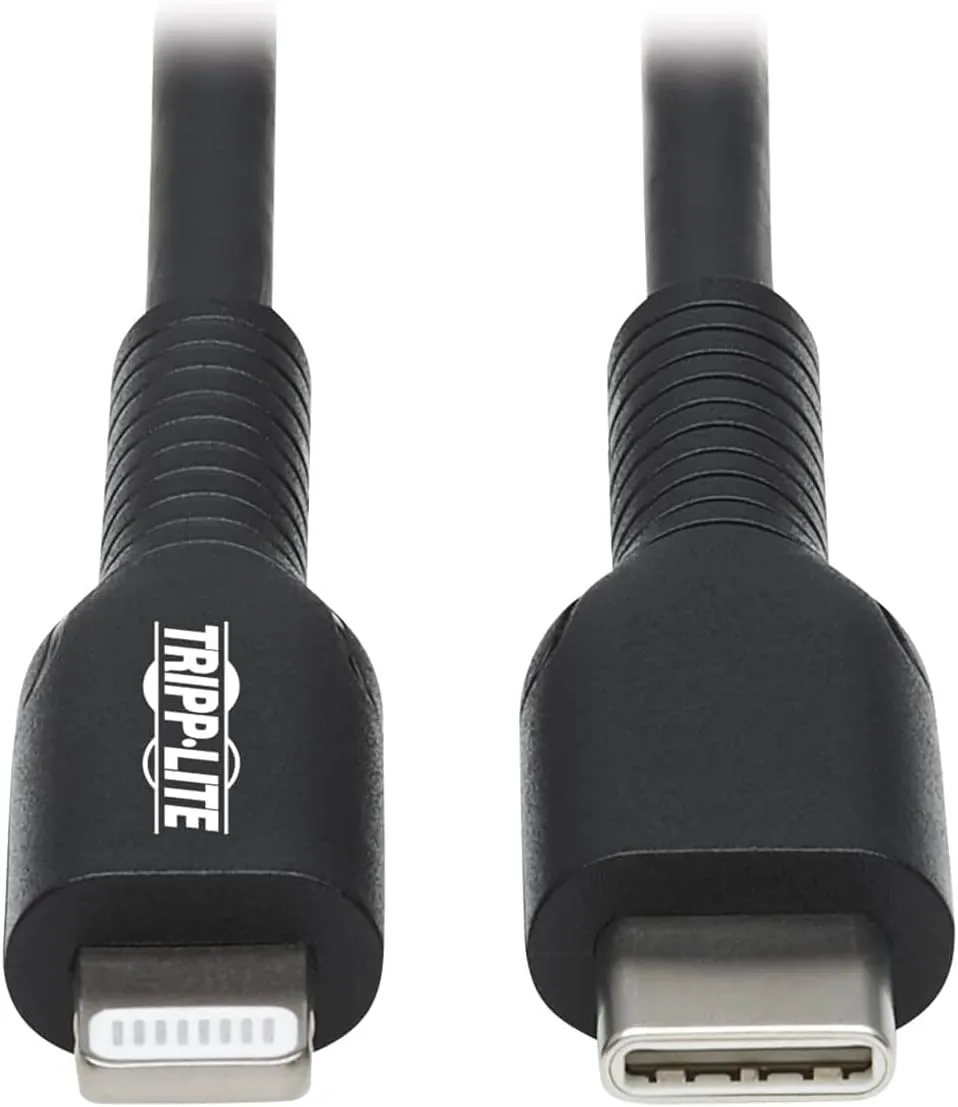 Tripp Lite USB C to Lightning Sync/Charge Cable Black MFI Certified M/M 2M (M102-02M-BK)
