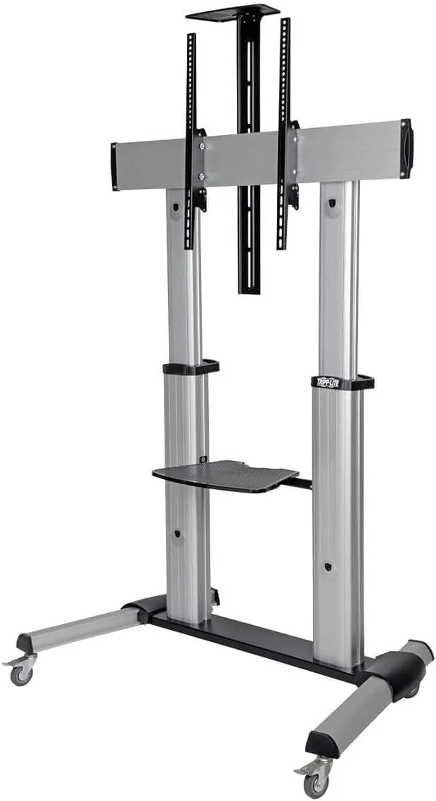 Tripp Lite Mobile TV Stand with Mount, for LED/OLED/LCD Flat Screen Monitors, 60” – 100” Televisions, Shelf & Locking Wheels