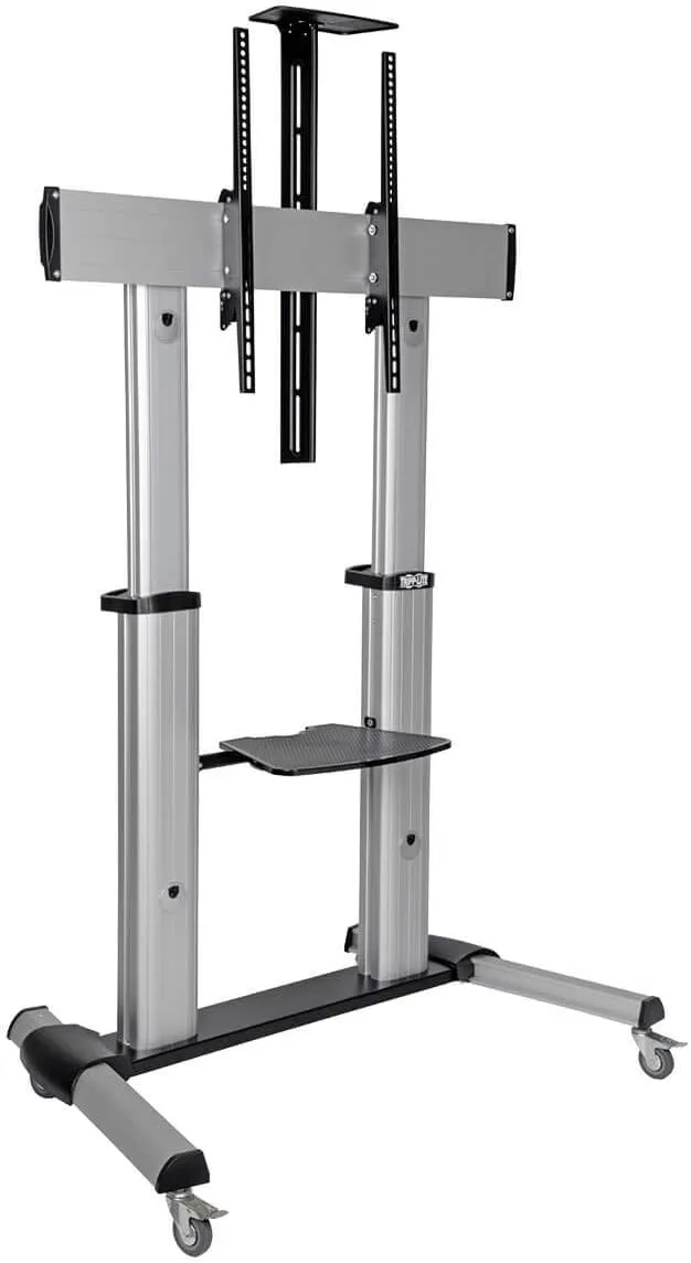 Tripp Lite Mobile TV Stand with Mount, for LED/OLED/LCD Flat Screen Monitors, 60” – 100” Televisions, Shelf & Locking Wheels