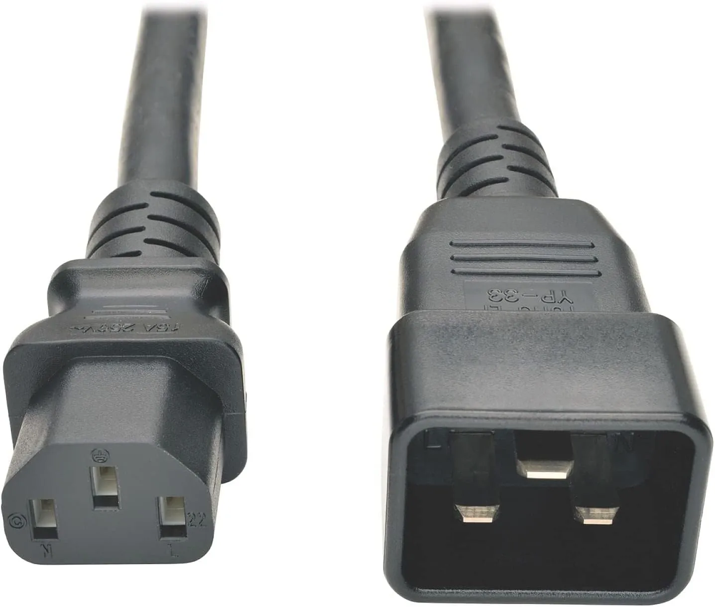 TRIPP LITE P032-003 Heavy Duty Power Cord PDU 15Amp 12AWG IEC 320 C13 C20 3', Black