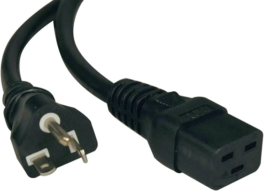 Tripp Lite Heavy Duty Power Cord, 20A, 12AWG (IEC-320-C19 to NEMA 5-20P) 10-ft.(P049-010) , Black
