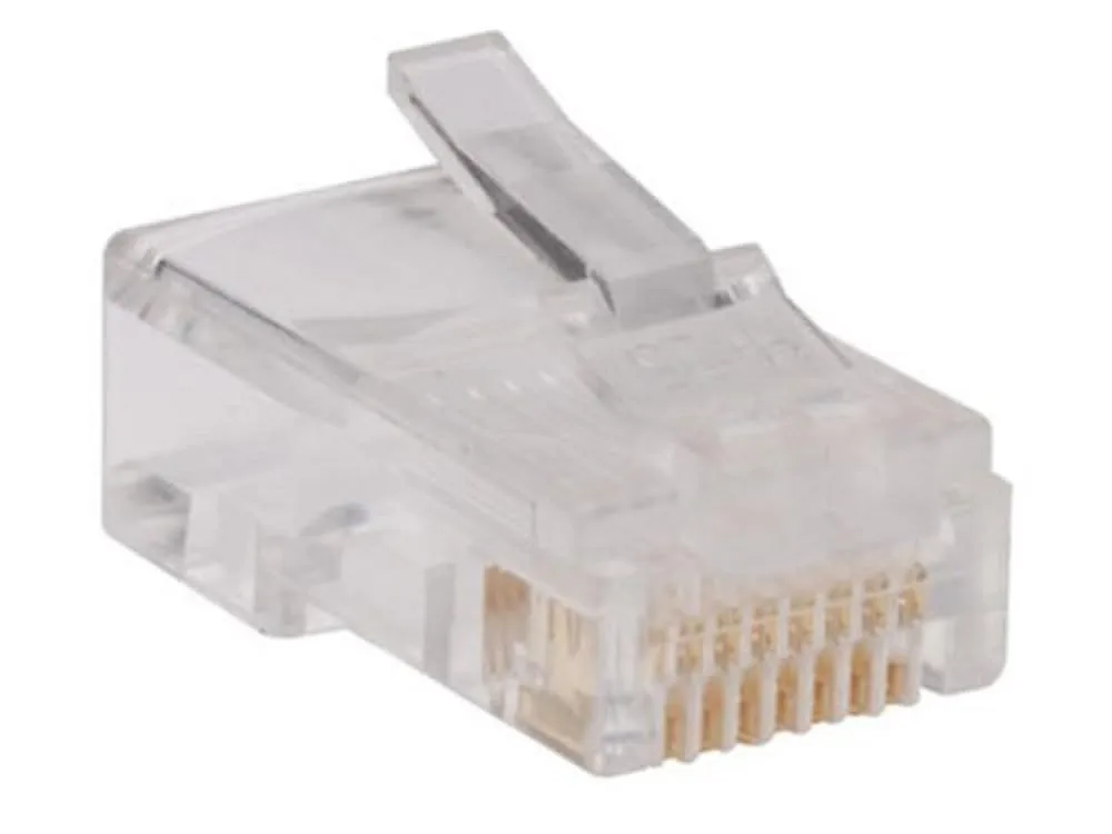 TRIPP LITE 100 Pack RJ45 Plugs Round Solid Stranded Conductor 4-Pair Cat5e Cable (N030-100),Multicolor