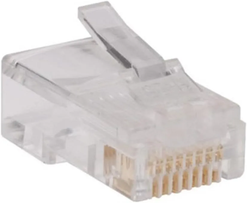 TRIPP LITE 100 Pack RJ45 Plugs Round Solid Stranded Conductor 4-Pair Cat5e Cable (N030-100),Multicolor