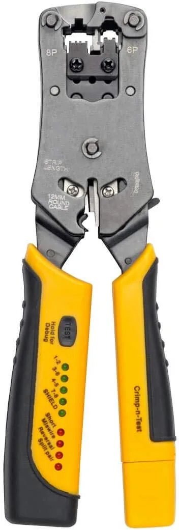 TRIPP LITE RJ11/ RJ12/ RJ45 Wire Crimper with Built in Cable Tester (T100-001-TST)