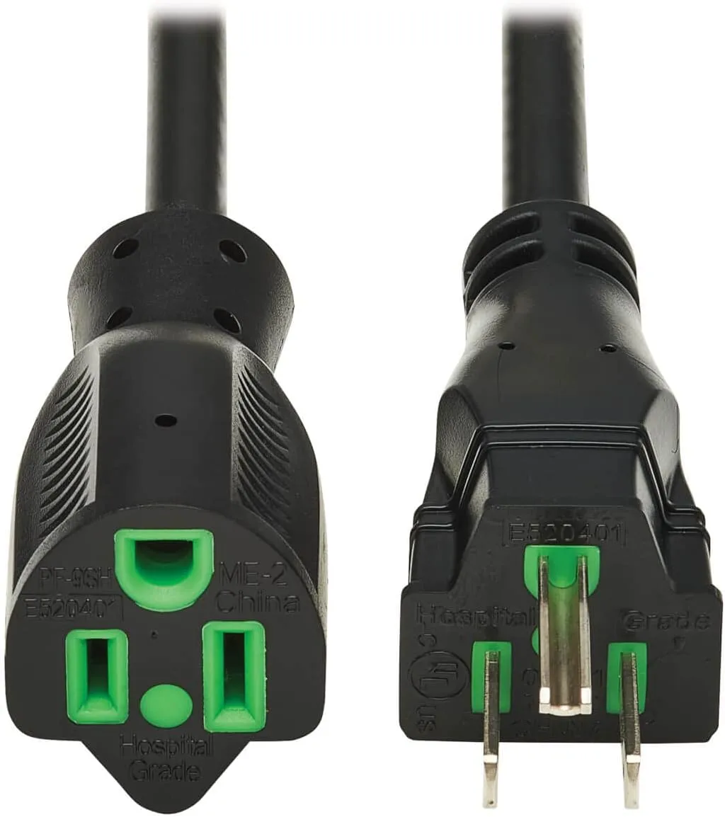 Tripp Lite Safe-IT Medical Hospital-Grade 5-15P-HG to 5-15R-HG Power Cord
