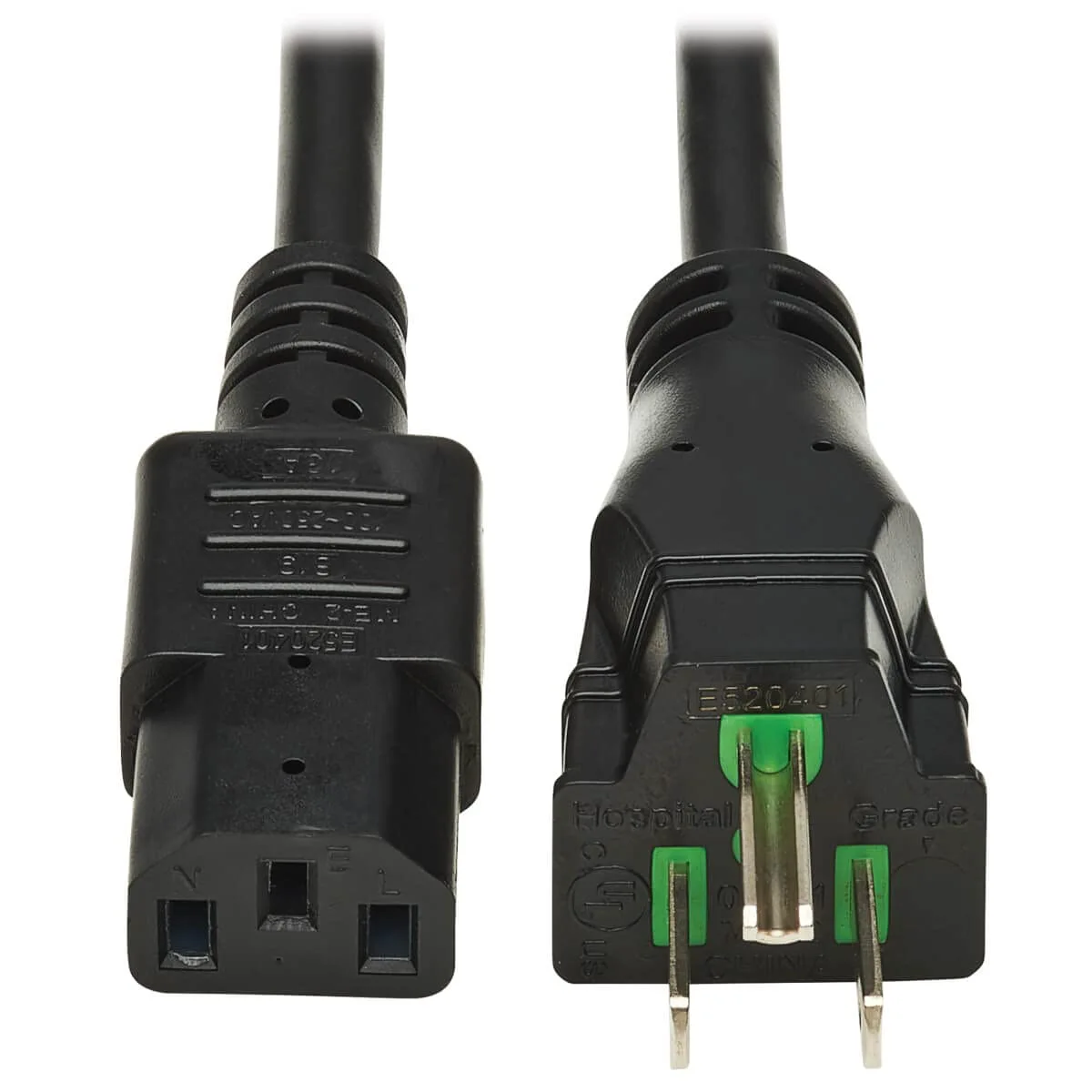 Tripp Lite Safe-IT Medical Hospital-Grade 5-15P to C13 Power Cord, Green Dot, 13A 125V, 16 AWG