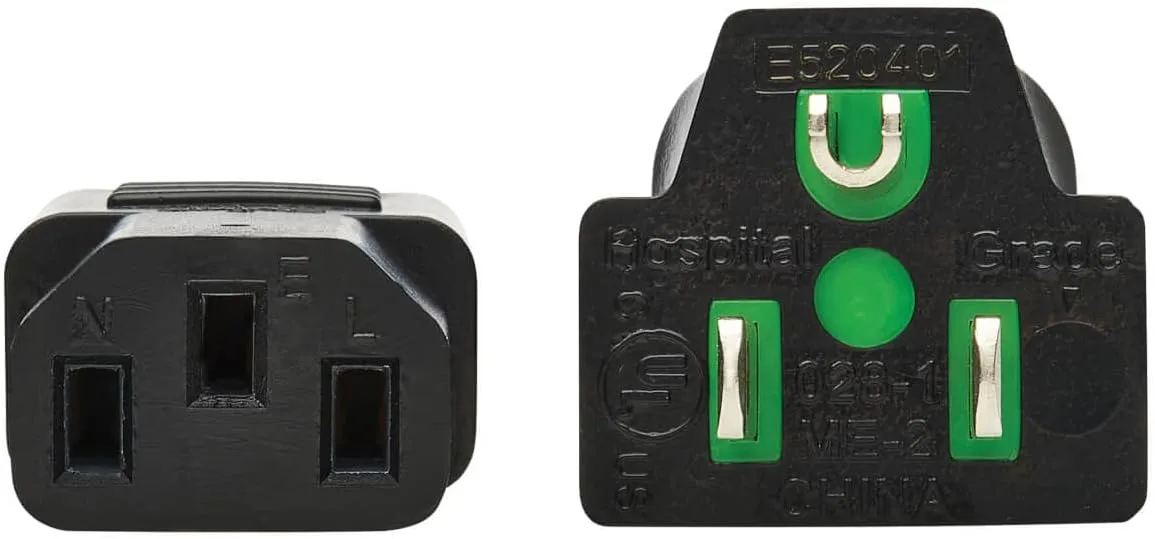 Tripp Lite Safe-IT Medical Hospital-Grade 5-15P to C13 Power Cord, Green Dot, 13A 125V, 16 AWG