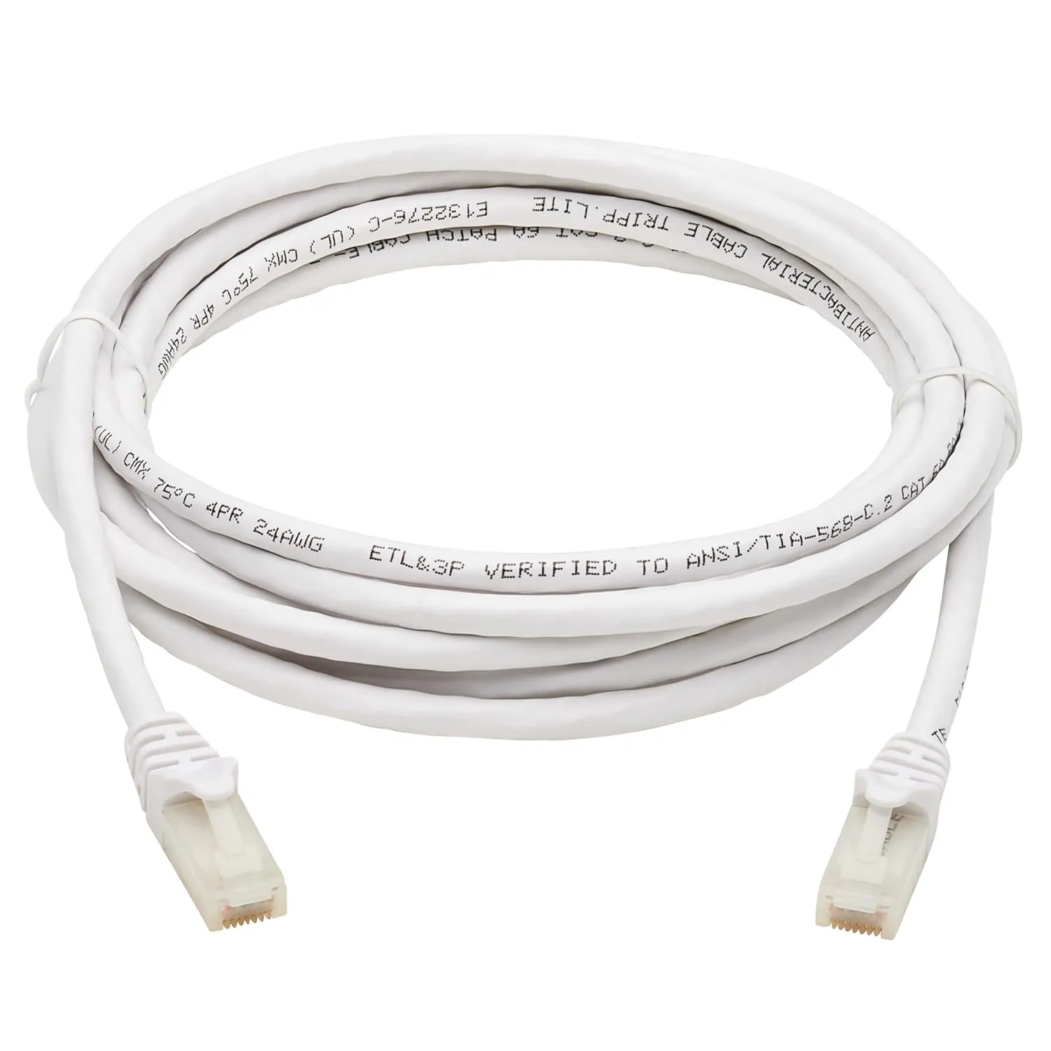 Tripp Lite, Safe-IT, Hospital-Grade Protection, Cat6a, 10G Certified, Snagless, UTP Ethernet Cable, (RJ45 M/M), White