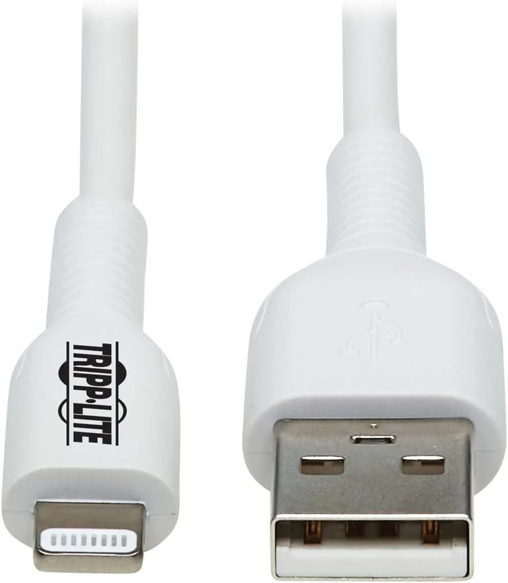Tripp Lite Safe-IT USB-A to Lightning Charge Cable, Hospital-Grade Protection Cable (M/M), MFi Certified, White