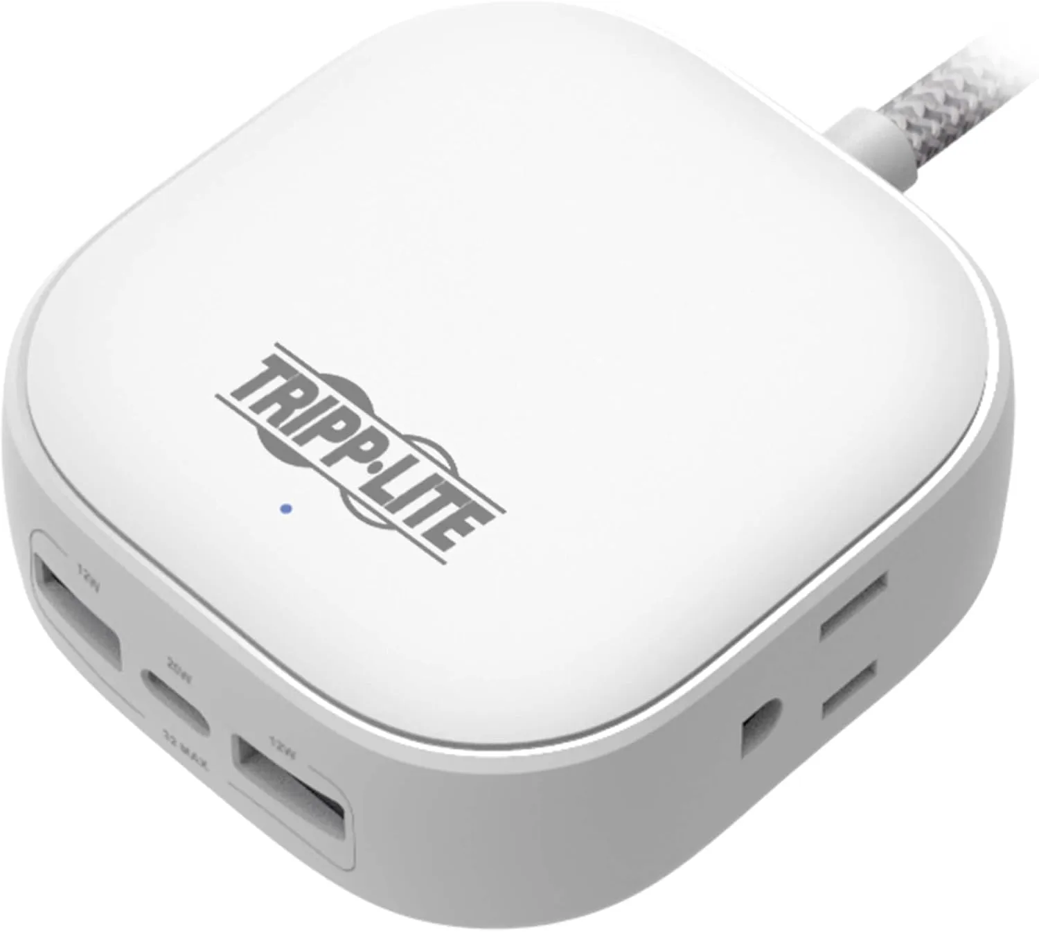 Tripp Lite Safe-IT Power Strip 2-Outlet + 3 USB Ports Long Extension Cord, 2 USB-A + 1 USB-C Charging, Flat Plug