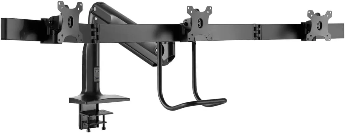 TRIPP LITE DMPDT1732AM Safe-IT Precision-Placement Triple 17-32 inch Monitor Desktop Mount, 90-Degree Rotation