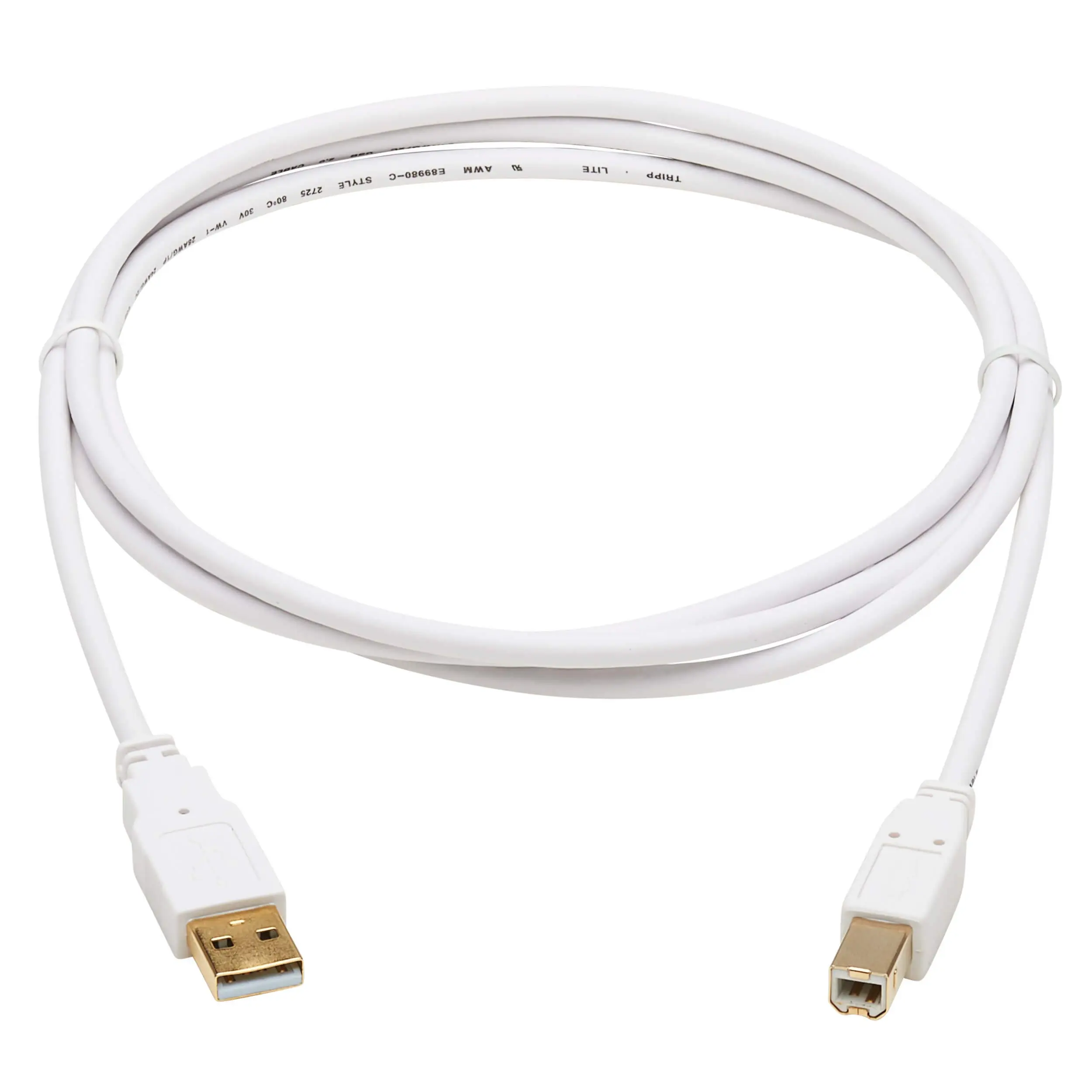 Tripp Lite, Safe-IT, USB-A to USB-B, USB 2.0 (M/M), Hospital-Grade Protection, PVC VW-1 Jacket, White, 6 Feet / 1.83 Meters