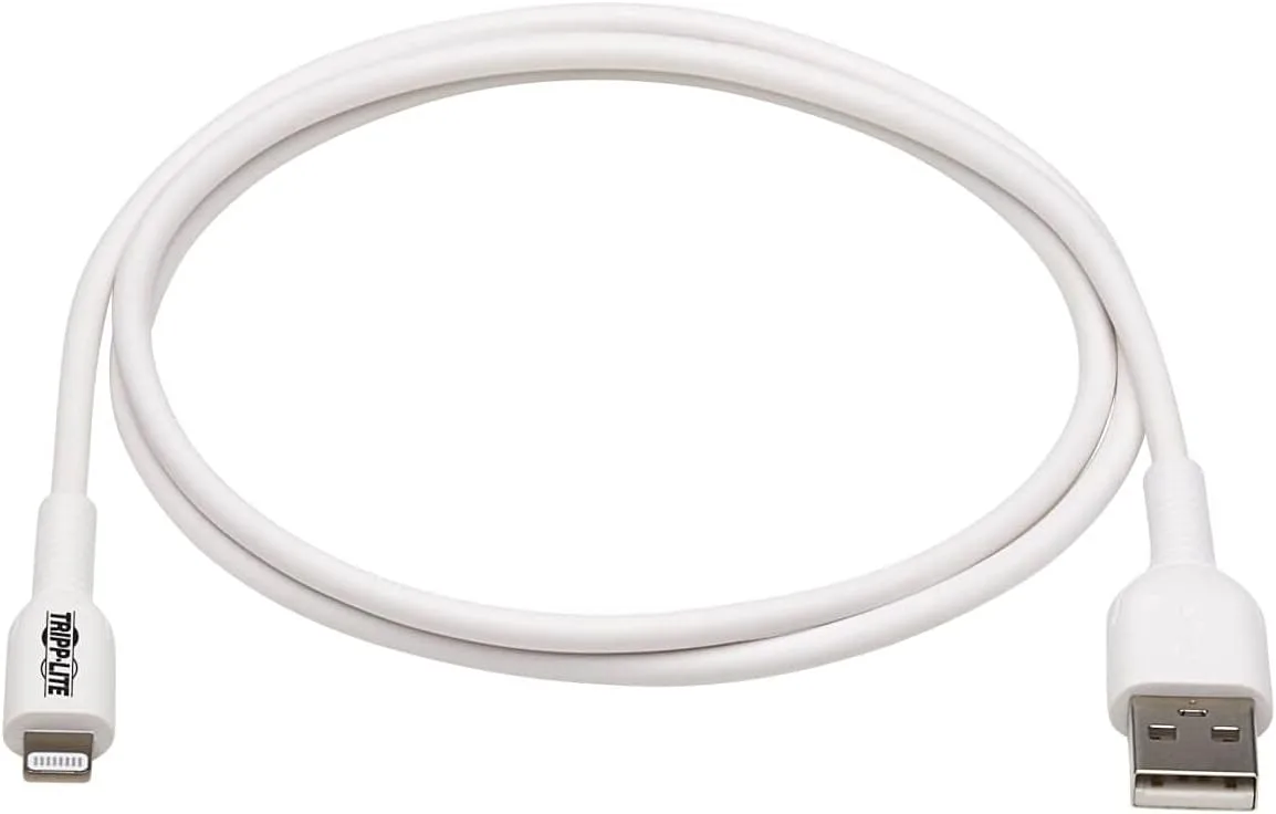 Tripp Lite Safe-IT USB-A to Lightning Charge Cable, Hospital-Grade Protection Cable (M/M), MFi Certified, White