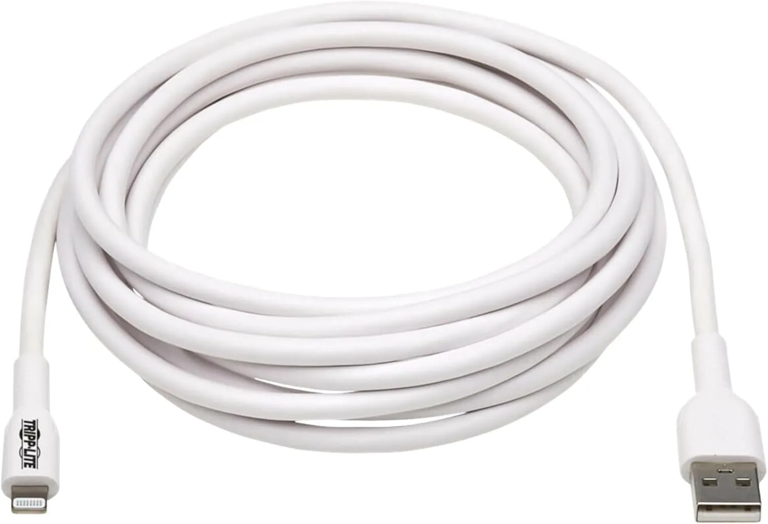 Tripp Lite Safe-IT USB-A to Lightning Charge Cable for iPhone & iPad, Male-to-Male Cable, MFi Certified, White