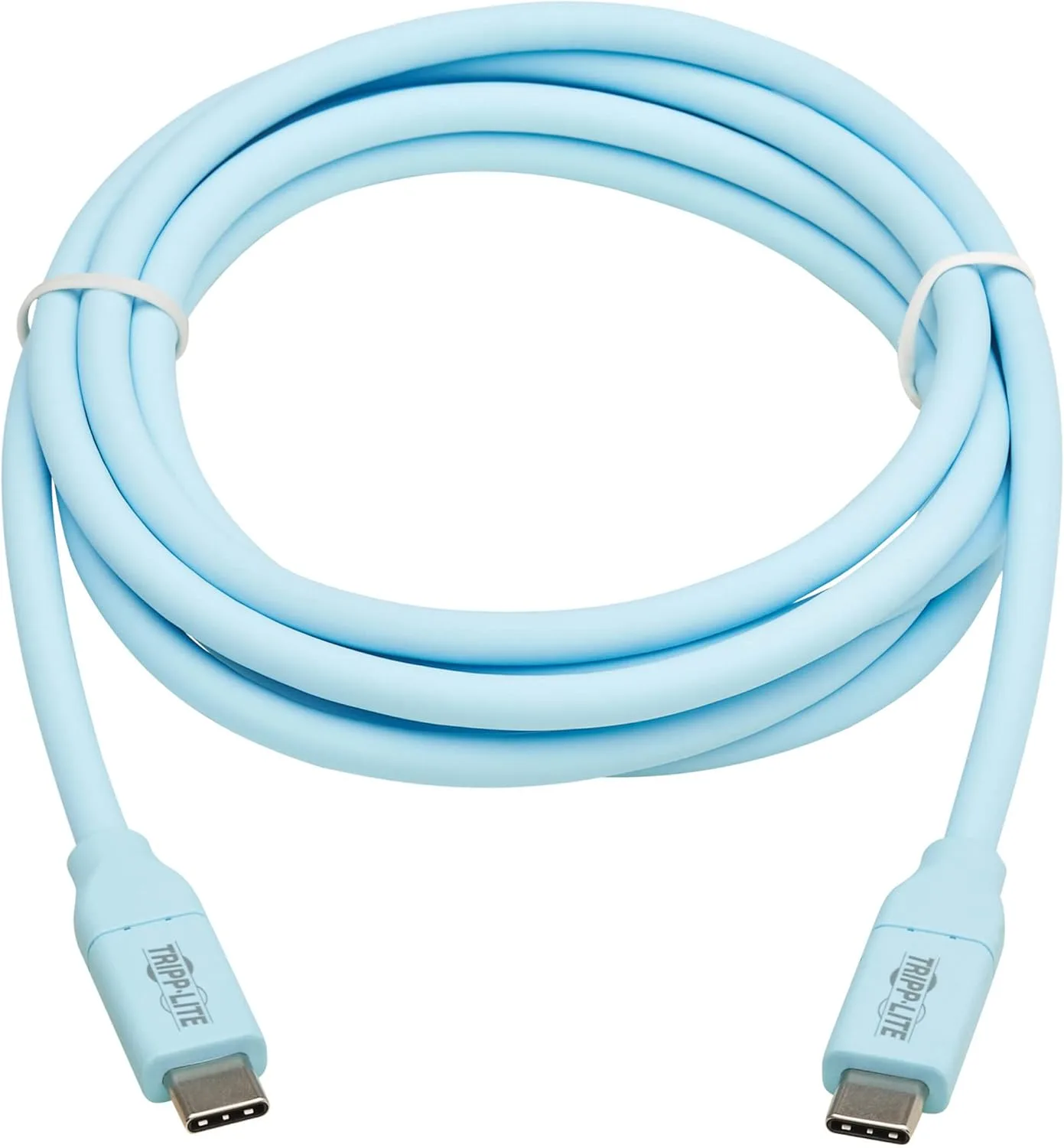 Tripp Lite Safe-IT USB-C Charge Cable for iPhone iPad Android & More, Male-to-Male, 240W Charging, Ultra-Flexible, MFi Certified, Light Blue, 6 Feet / 1.8 Meters, 3-Year Warranty (U040AB-006CS5LB)