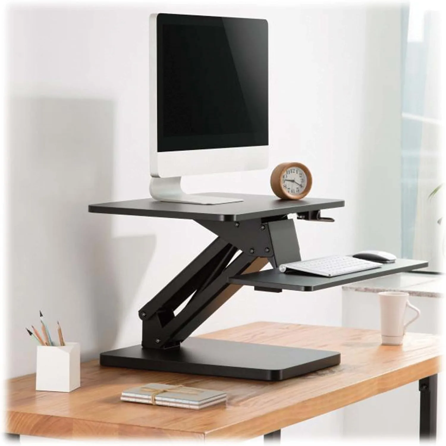Tripp Lite Safe-IT Sit Stand Desk Converter Desktop Workstation, 23.6 x 15.7 inch Monitor or Laptop Surface