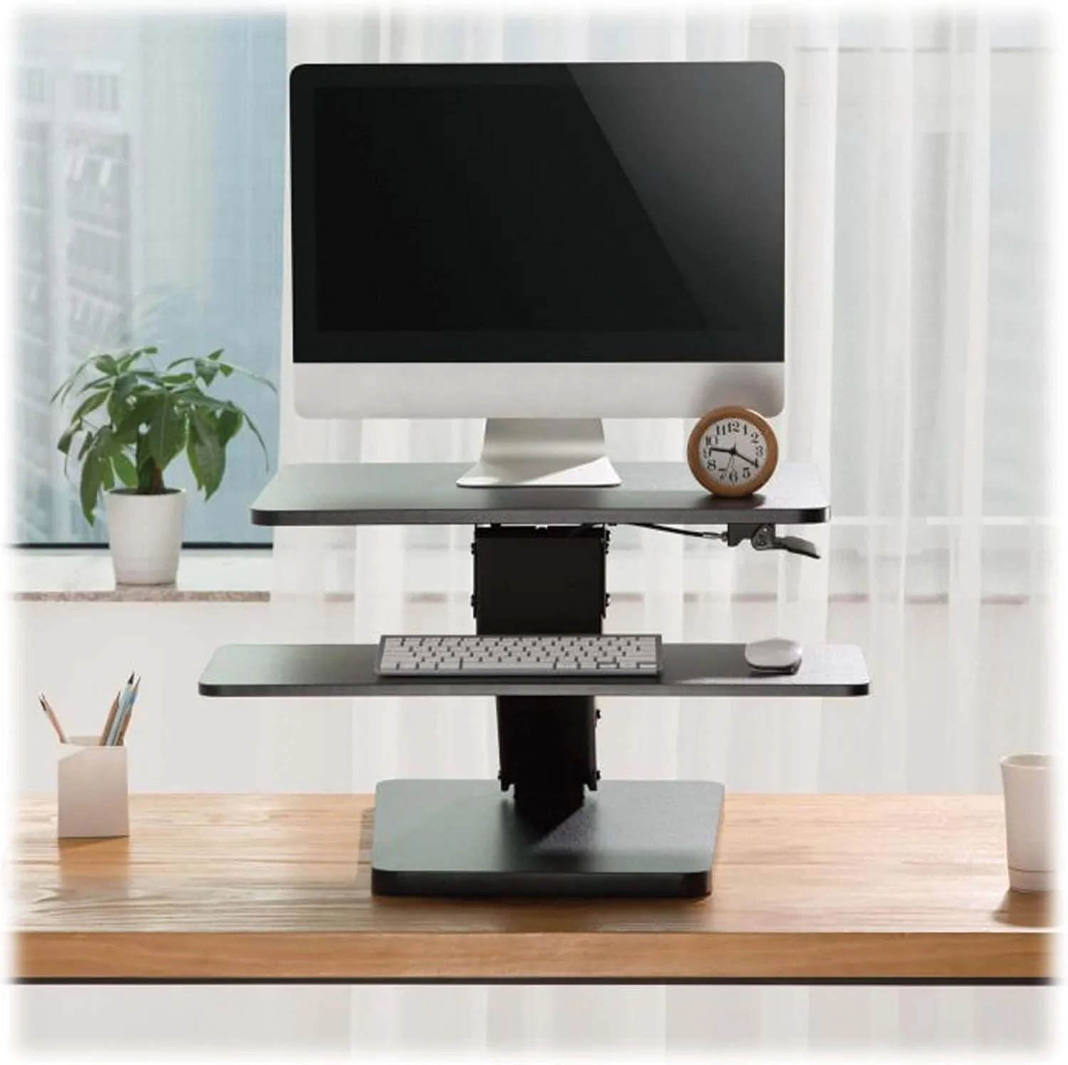 Tripp Lite Safe-IT Sit Stand Desk Converter Desktop Workstation, 23.6 x 15.7 inch Monitor or Laptop Surface