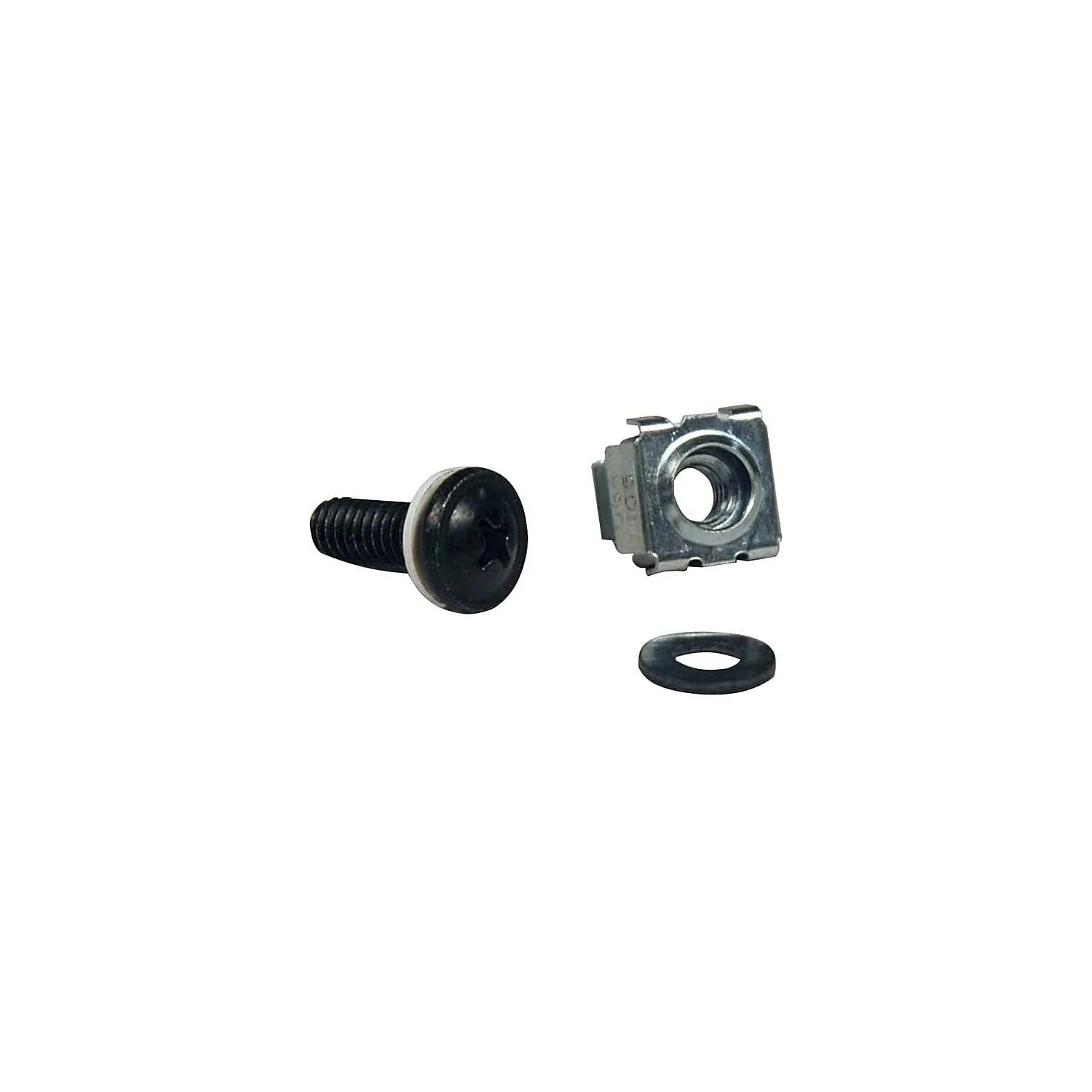 TRIPP LITE Rack Enclosure Square Hole Hardware 50-Piece Kit with 12-24 Screws and Washers Components SRCAGENUTS1224, Black