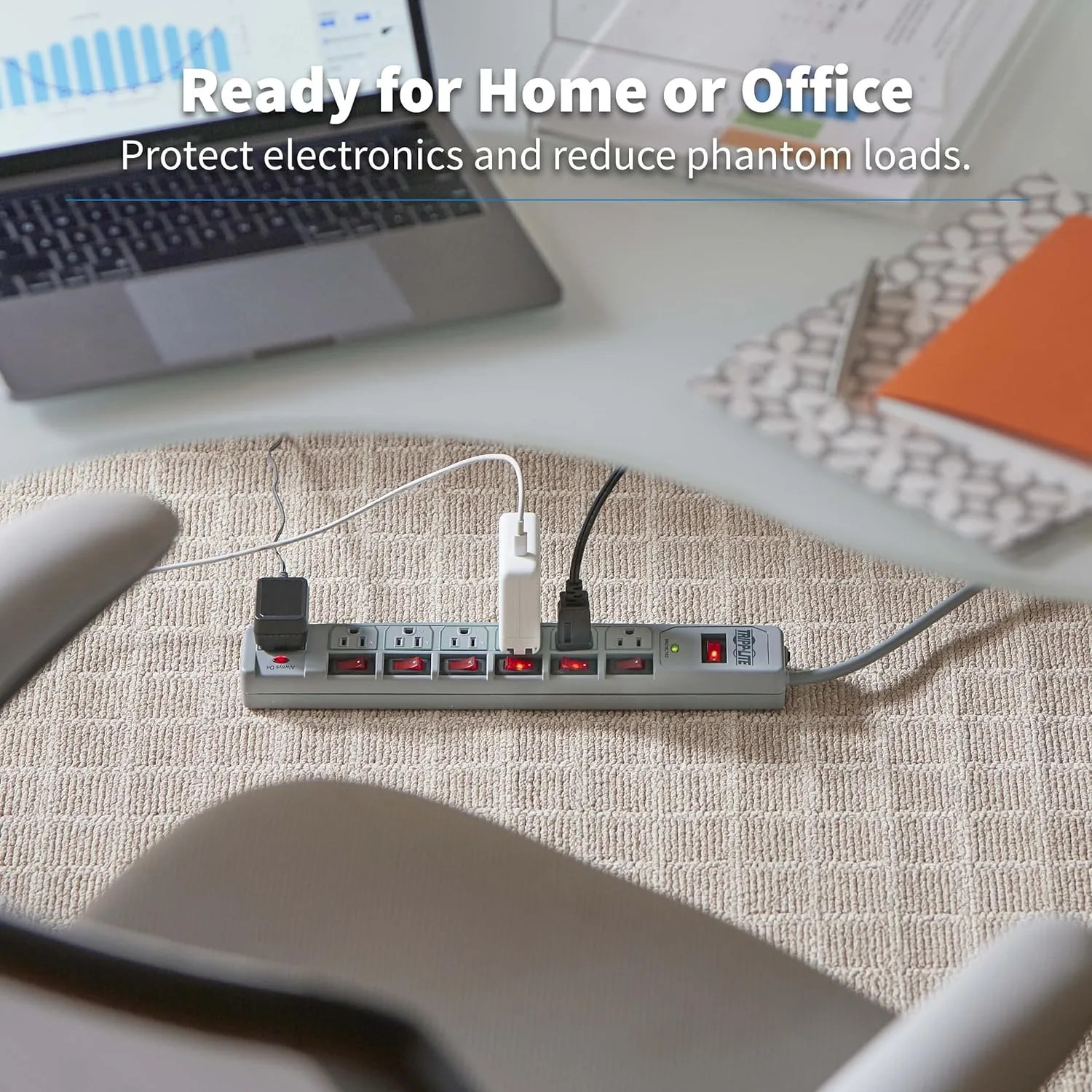 Tripp Lite TLP76MSG 7 Outlet (6 Individually Controlled) Surge Protector Power Strip, 6ft Cord