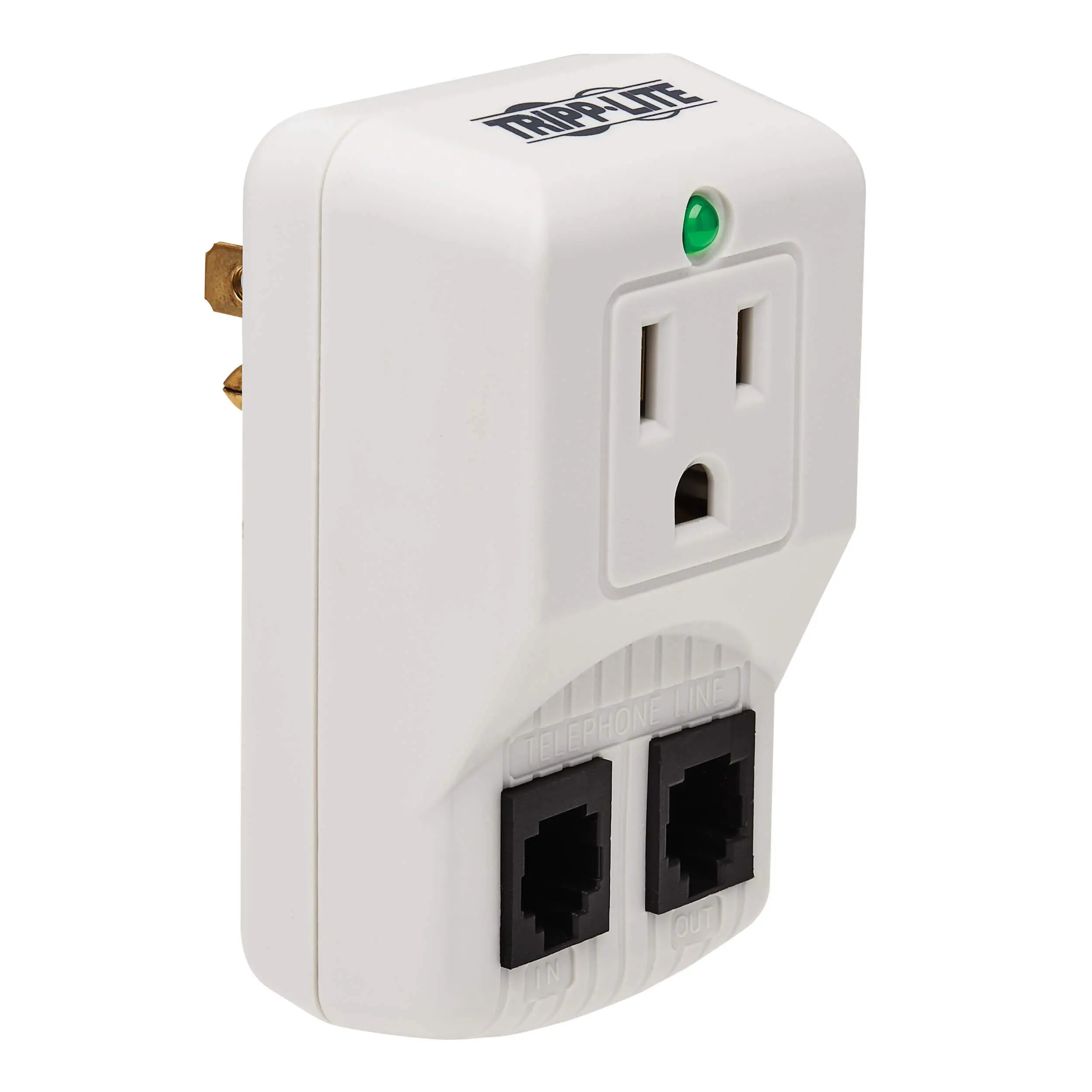 Tripp Lite 1 Outlet Portable Surge Protector Power Strip, Direct Plug in, Tel/Modem Protection