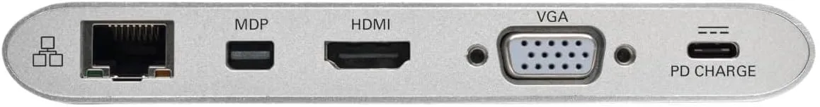 Tripp Lite USB-C Docking Station w/USB-A, HDMI, VGA, mDP, Gbe, Memory Cards 3.5mm, USB C PD Charging 4K @ 30Hz