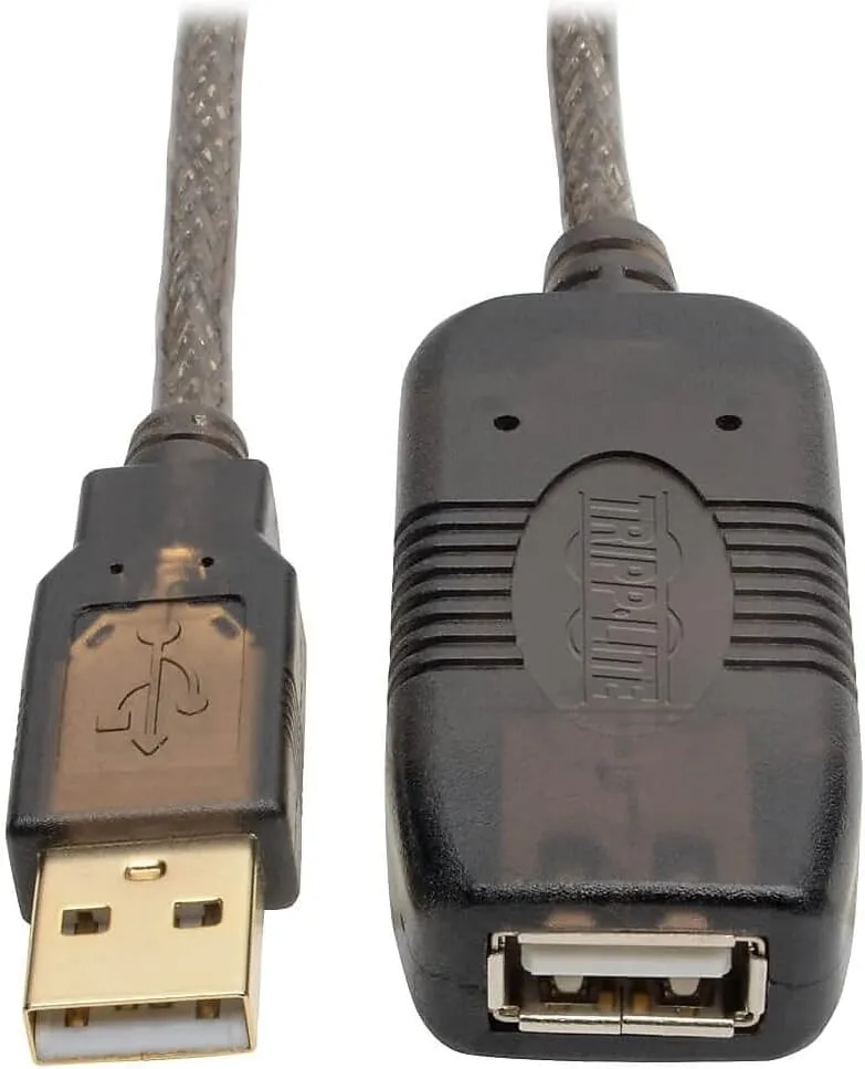 Tripp Lite Active USB 2.0 Extension Cable USB-A M/F 25ft 25' 7.6M (U026-025), black