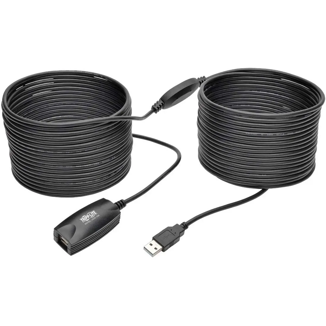 Tripp Lite 15M USB 2.0 Hi-Speed Active Extension Repeater Cable USB-A M/F 49ft (U026-15M), Black