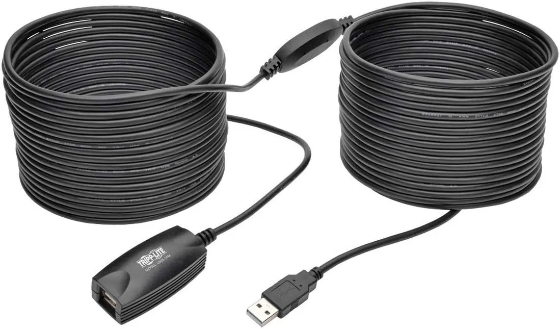 Tripp Lite 15M USB 2.0 Hi-Speed Active Extension Repeater Cable USB-A M/F 49ft (U026-15M), Black