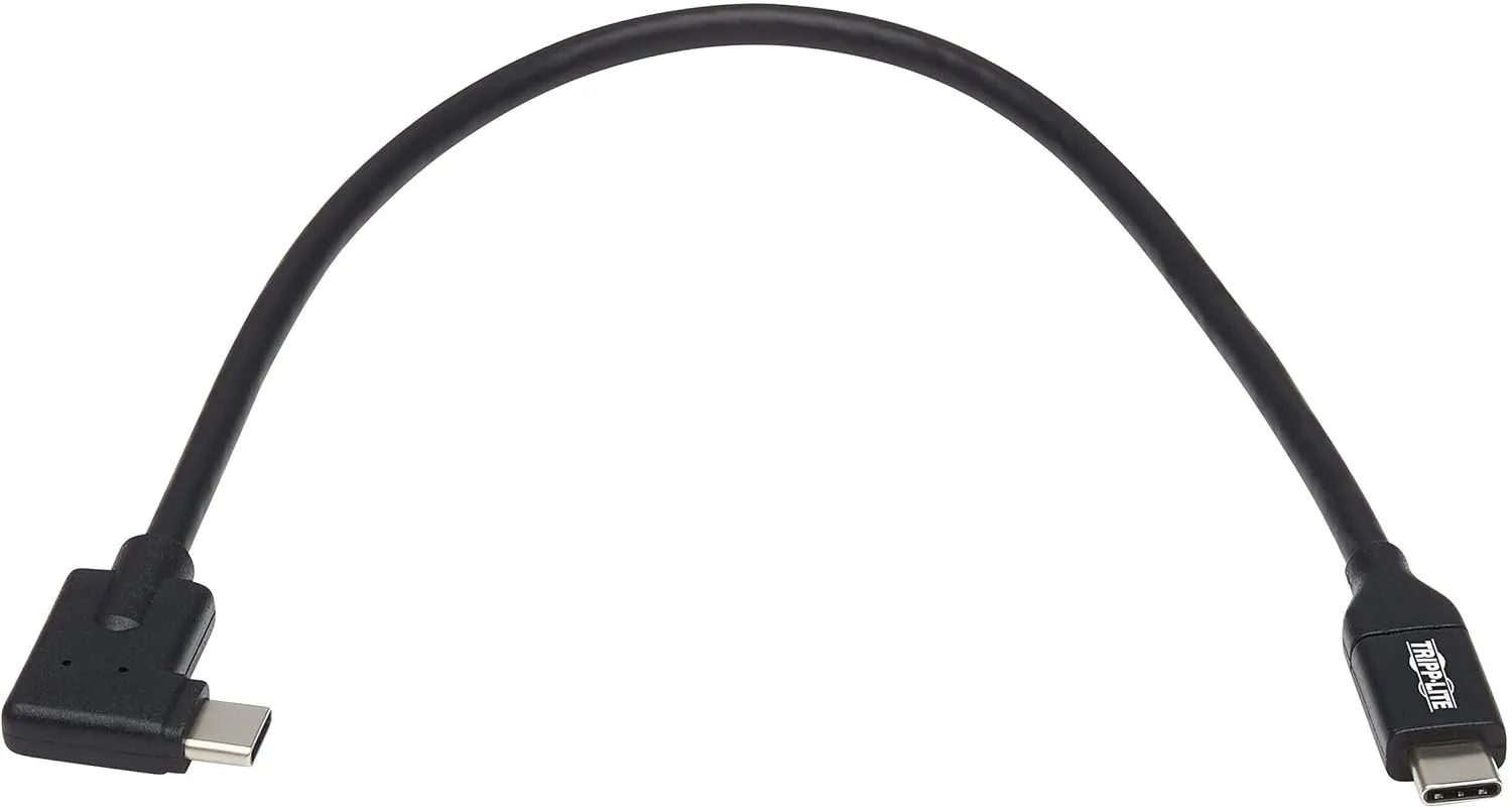 Tripp Lite USB C Cable USB 3.2 Gen 1 Right-Angle 60W PD Charging M/M 1ft (U420-001-RA)
