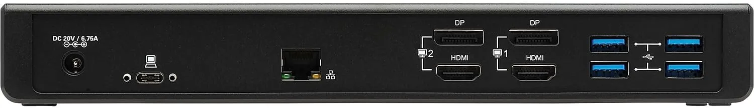 Tripp Lite USB-C Docking Station, 14 Port USB C Dock for Dual Display, 5K 60 Hz DisplayPort DP, 4K 60 Hz HDMI, USB 3.2 Gen 1