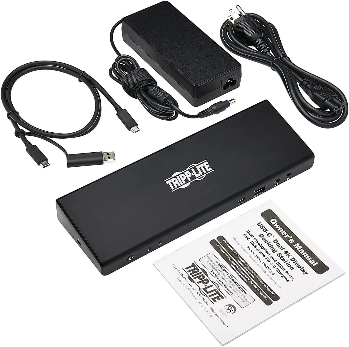 Tripp Lite USB-C Docking Station, 14 Port USB C Dock for Dual Display, 5K 60 Hz DisplayPort DP, 4K 60 Hz HDMI, USB 3.2 Gen 1