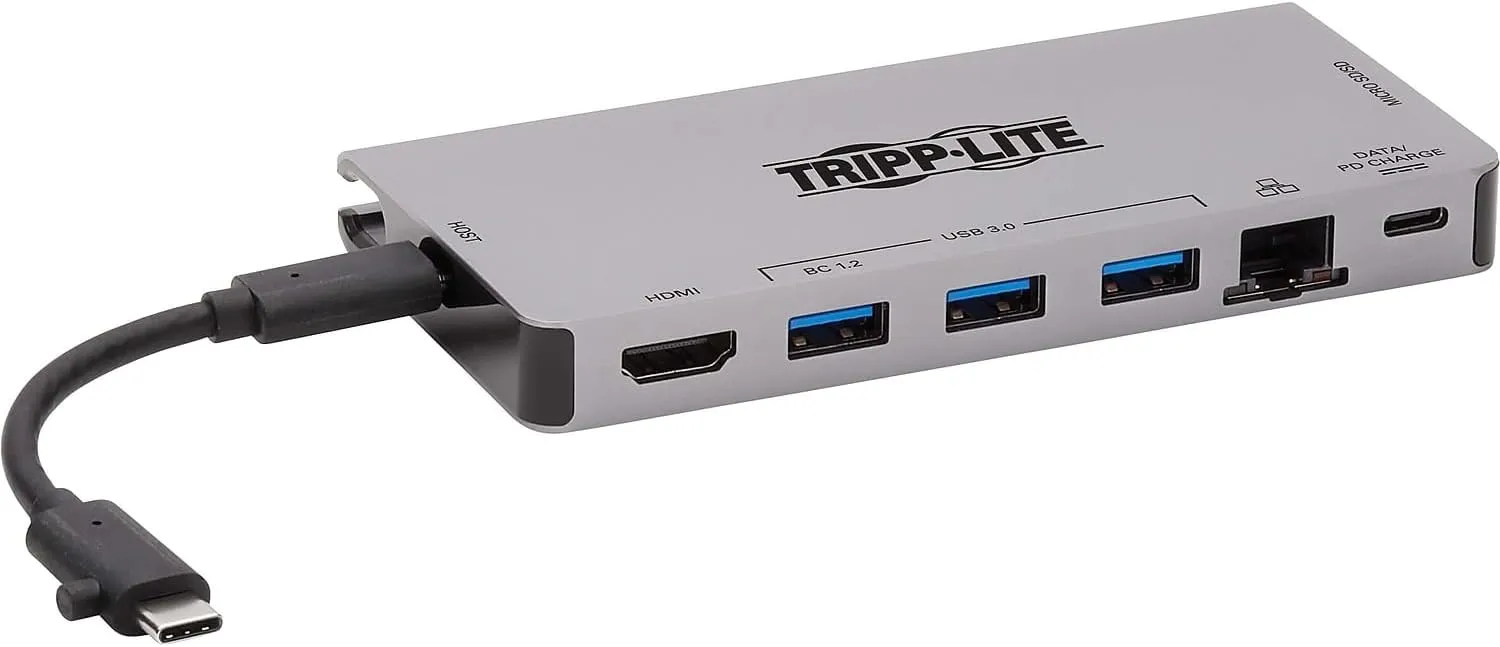 Tripp Lite USB C Docking Station USB Hub 4K HDMI GbE SD Card Reader Pd Charging (U442-DOCK5D-Gy)