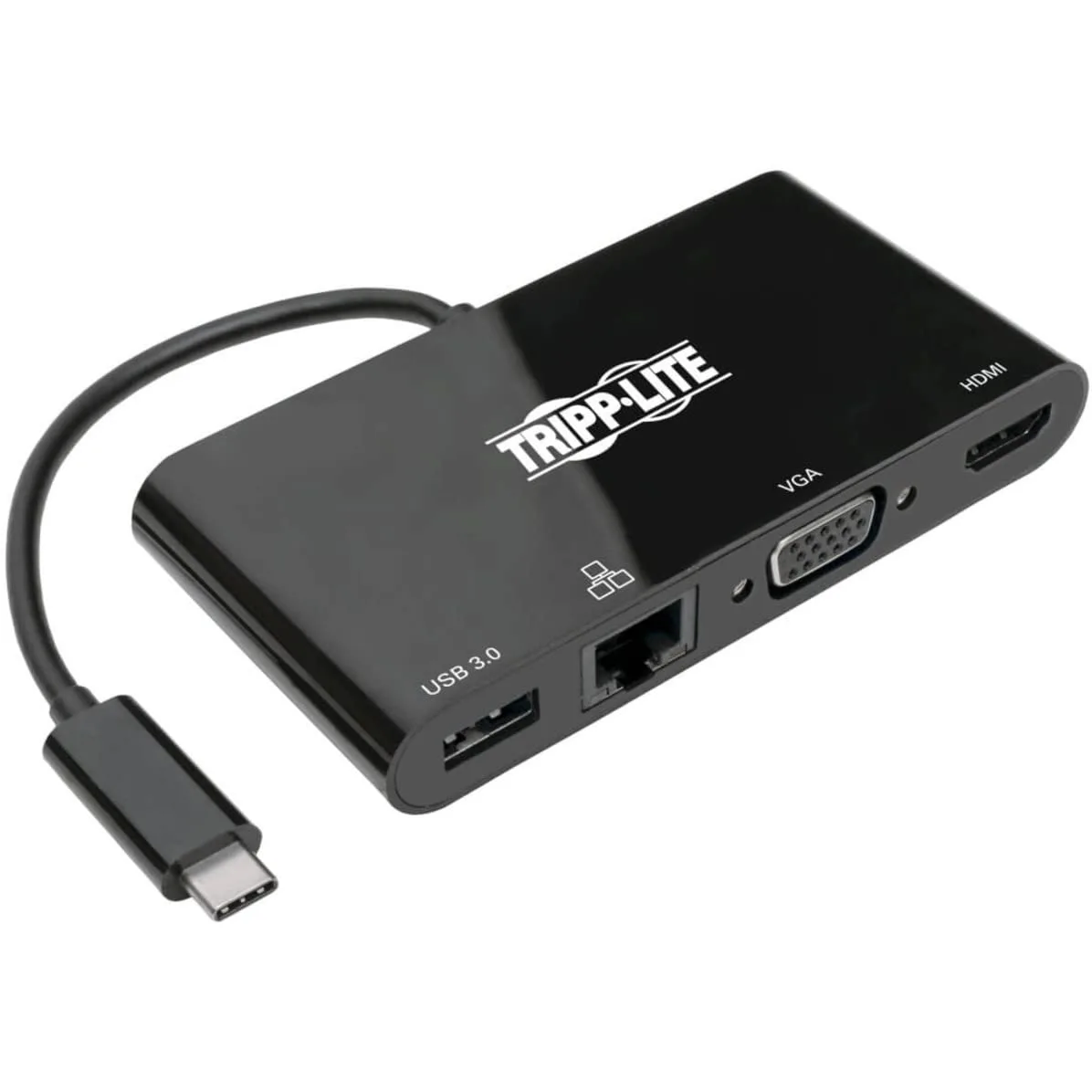 Tripp Lite USB-C Hub with 4K HDMI, 1080P VGA, Gigabit Ethernet, USB-A 3.0, Thunderbolt 3, DisplayPort Alt Mode, 5 Gbps