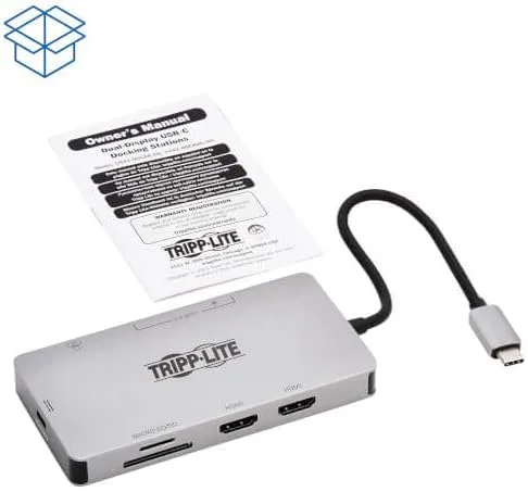 Tripp Lite USB-C Two-Monitor HDMI Laptop/Phone Docking Station, 4K @ 60 Hz (4:4:4), USB-A Hub, Gigabit Network Port