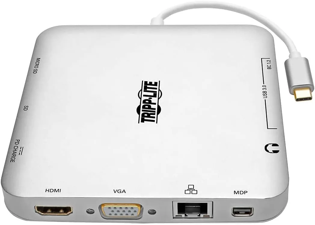Tripp Lite USB-C Docking Station for Dual Monitors, 4K HDMI @ 30Hz, Mini Display Port mDP, VGA, USB 3.2 Gen 1