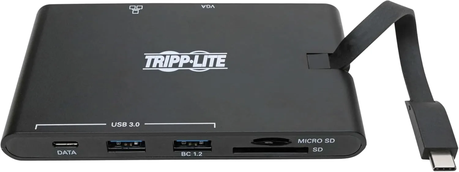 Tripp Lite USB-C Docking Station Hub, 4K @ 30 Hz HDMI, VGA, Gigabit Ethernet Port, 100W PD Charging, USB 3.2 Gen 1