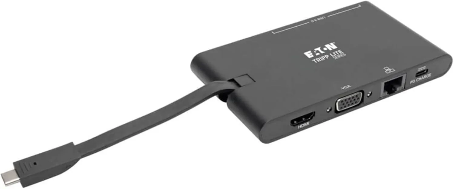 Tripp Lite USB-C Docking Station Hub, 4K @ 30 Hz HDMI, VGA, Gigabit Ethernet Port, 100W PD Charging, USB 3.2 Gen 1
