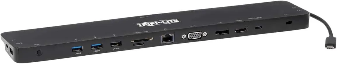 Tripp Lite USB-C Docking Station with Triple Display, 4K HDMI @ 30 Hz, DisplayPort, VGA, USB-A 3.2 Gen 1