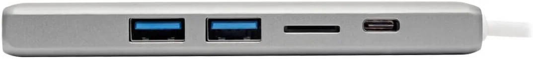 Tripp Lite USB C Docking Station w/ USB-A Hub, HDMI, Micro SD, PD Charging 4k @ 30Hz Thunderbolt 3 Silver (U442-DOCK10-S)