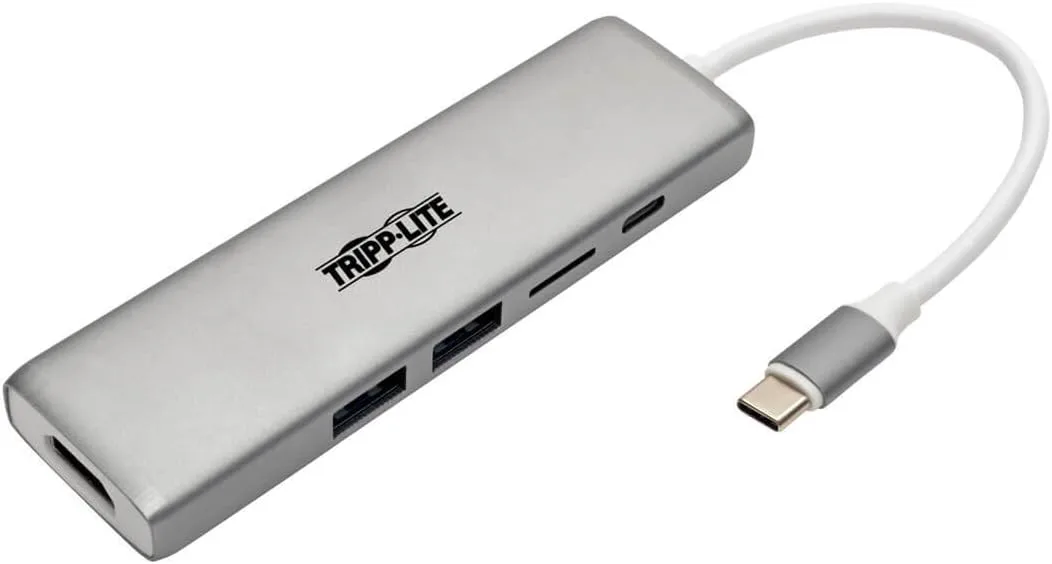 Tripp Lite USB C Docking Station w/ USB-A Hub, HDMI, Micro SD, PD Charging 4k @ 30Hz Thunderbolt 3 Silver (U442-DOCK10-S)