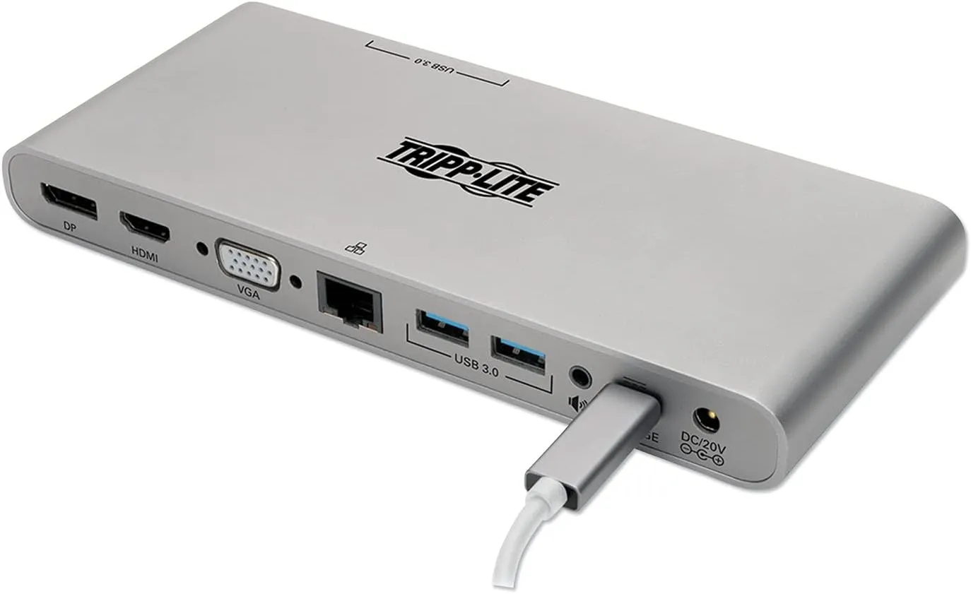 Tripp Lite USB-C Docking Station U442-DOCK4-S, 100W PD, HDMI VGA DP, Gigabit Ethernet