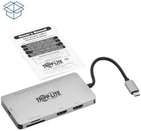 Tripp Lite USB-C Two-Monitor HDMI Laptop/Smart Phone Docking Station, 4K @ 60 Hz (4:4:4), USB-A Hub