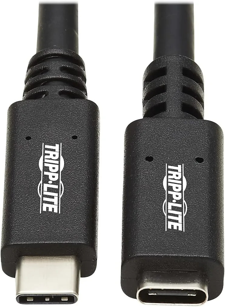 TRIPP LITE USB-C Extension Cable (M/F), USB 3.2 Gen 1, Thunderbolt 3, 5 Gbps, 60W Power Delivery, Black PVC Jacket