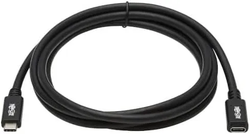 TRIPP LITE USB-C Extension Cable (M/F), USB 3.2 Gen 1, Thunderbolt 3, 5 Gbps, 60W Power Delivery, Black PVC Jacket