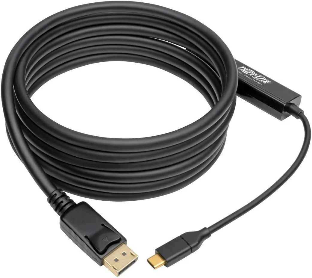Tripp Lite USB C to DisplayPort (M/M), USB 3.1 Gen 1, DisplayPort Adapter Cable, Thunderbolt 3, 4K @60Hz, Black