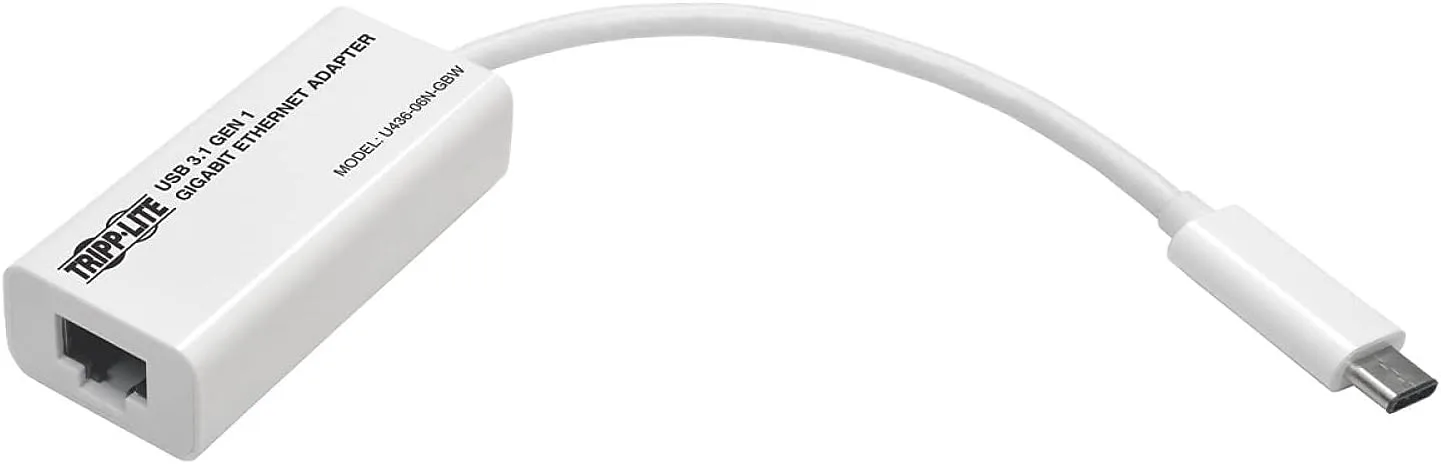 Tripp Lite USB-C to Gigabit Ethernet NIC Network Adapter 10/100/1000 Mbps White - Network adapter - USB-C 3.1