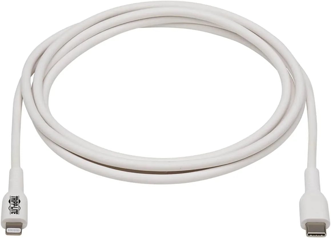 Tripp Lite Safe-IT USB-C to Lightning Charge Cable, Hospital-Grade Protection (M/M), MFi Certified, White