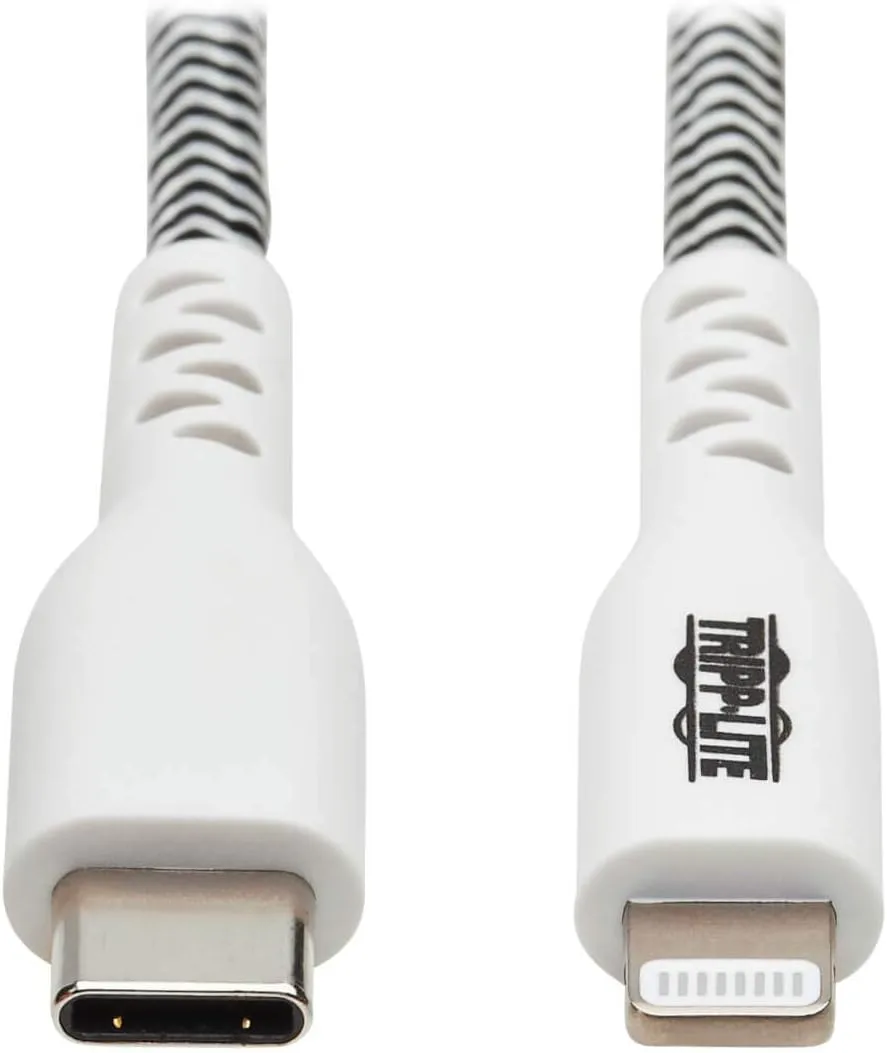 Tripp Lite Apple MFI Certified Cable, Lightning to USB-C Sync Charge Cord, Heavy-Duty Aramid Fiber, 6 ft. (M102-006-HD)