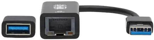 Tripp Lite USB C USB-A to RJ45 Gigabit Ethernet Network Adapter 2xM/F Black
